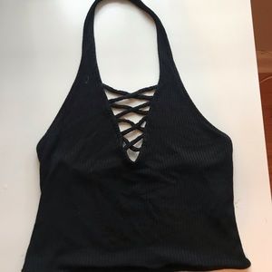 Cute black halter crop top